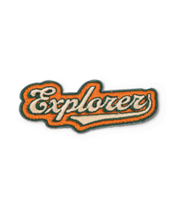 embroidered patch for adventure dogs that reads explorer